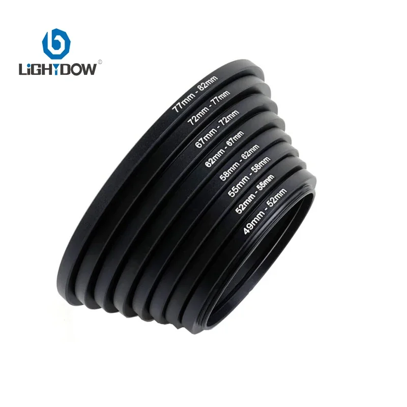 Lightdow Lens Filter Adapter Ring Step Up Metal Ring 49 mm 55 58 62 67 72 77 82 mm for UV ND CPL Camera Lens Hood etc