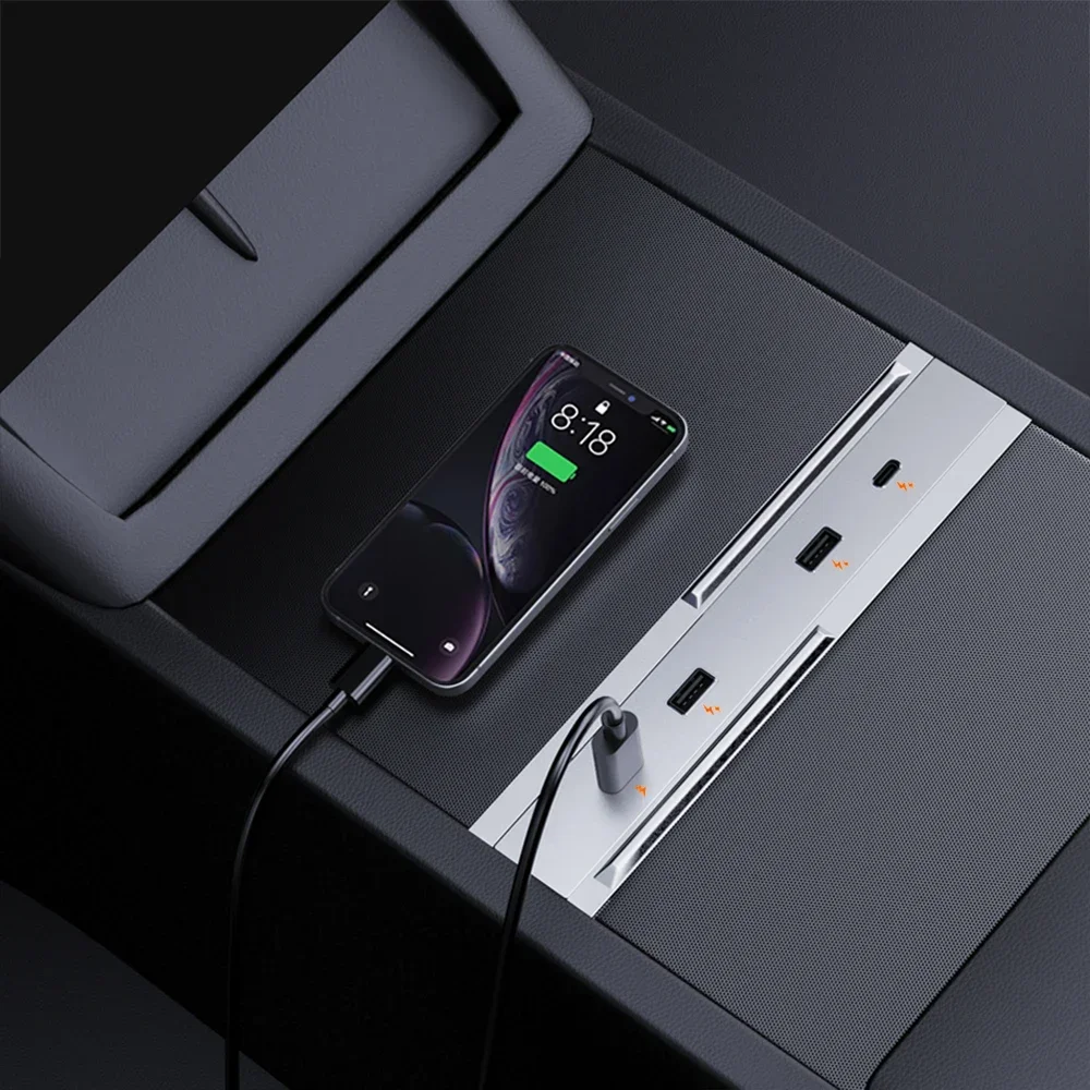 65W Intelligent Fast Charging Docking Station For Tesla Model 3 High land 2024 Central USB HUB Expansion Dock Tesla Accessories