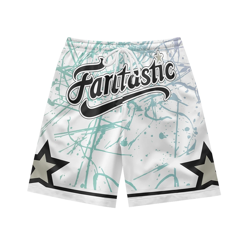 Simple and stylish printed pattern suitable for daily wear, casual trend, summer men's drawstring beach sports shorts