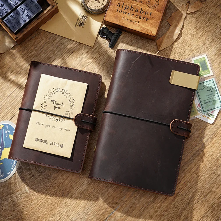 A5 A6A7Tied Rope Flexi-Folder Leather Journal Travel Diary Notebook with 96Sheets Inner Page Handmade Portable Notebook