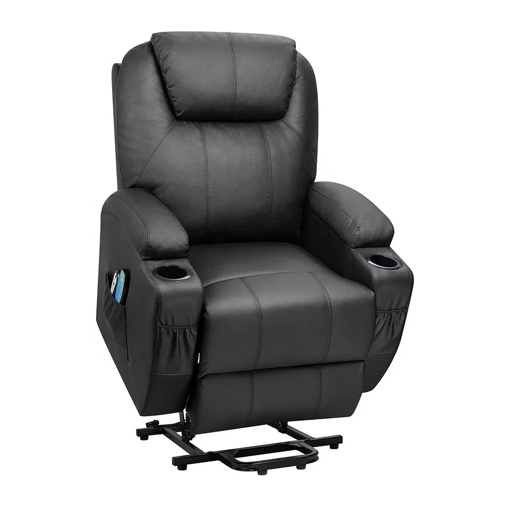 Modern European Style Home Lazy Boy Electric Power Lift Solid Wood Rise Single Lounge Leather Massage Heated Recliner Sofa Chair