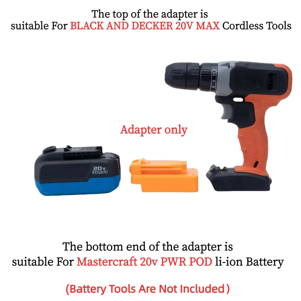 Adapter/Converter for Mastercraft 20v PWR POD Li-ion Battery TO BLACK AND DECKER 20V MAX Power Tools Accessory (Only Adapter)