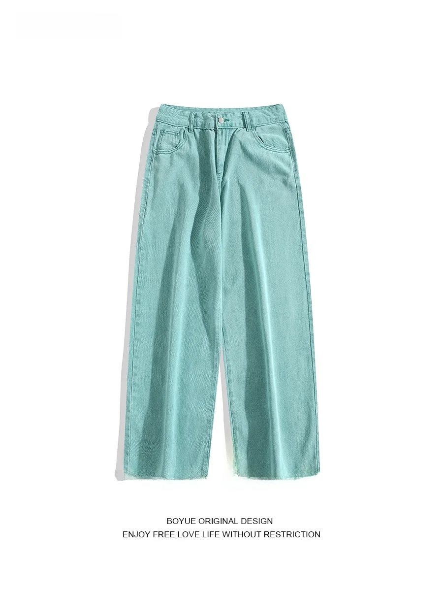 

Джинсы Boyue American Drapey Dopne, однотонные, повседневные, с высокой талией, свободного кроя, длинные брюки для мужчин и женщин, молодежные, модные, прямые.