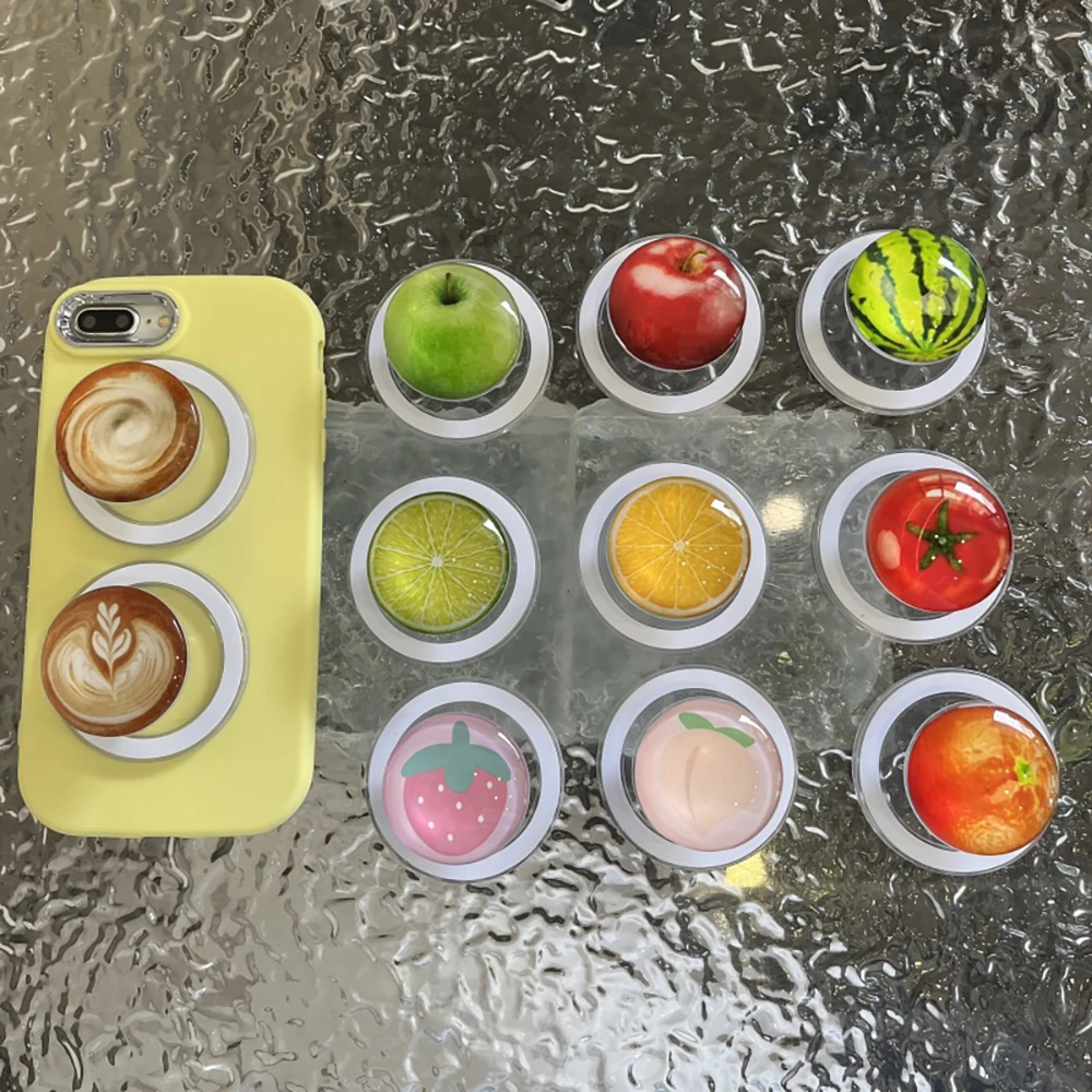 

Korea Style 3D Fruit Coffee Magsafe Magnetic Grip Ring Stand Holder for IPhone 17 16 Pro Phone Case Accessories Gift