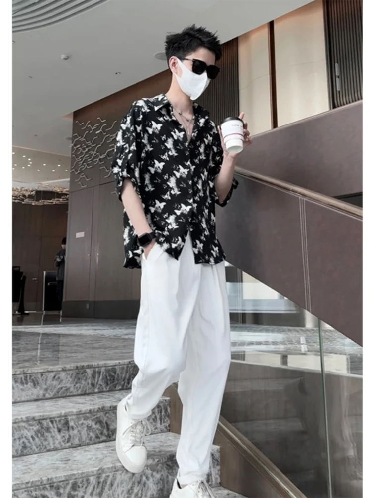 

Мужская irt ort Sve Tie Dye Summer Trendy Brand Haome New 2025 High-End Feel ort Sve Flip Collar Button up