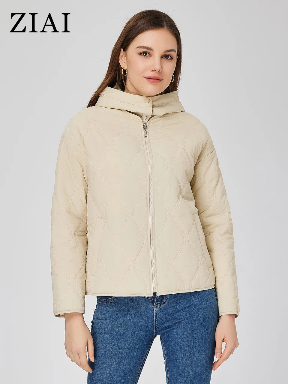 

ZIAI Women's spring jacket 2023 New Classic Short Hooded removable parkas Casual Thin Cotton Fashion coat women ZM-20338