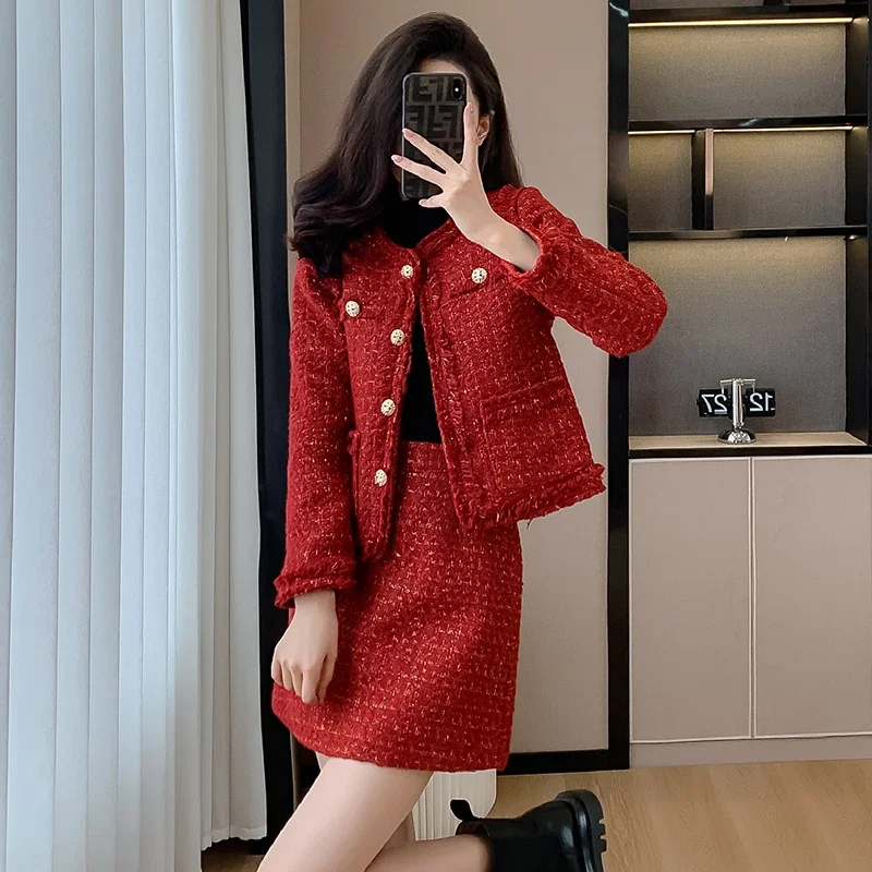 High-End Elegant Goddess Style Set for Women Female Office Lady, 2023 Autumn New Chic Style Fashionable Two-Piece Set Hot Sale