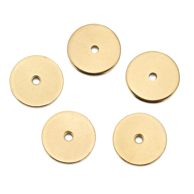 Aço inoxidável Flat Disc Spacer Beads, Ouro Em Branco, Rodada Loose Beads para Pulseiras DIY, Colar Fazer Jóias, 4mm, 5mm, 6mm, 8mm, 10mm, 50Pcs