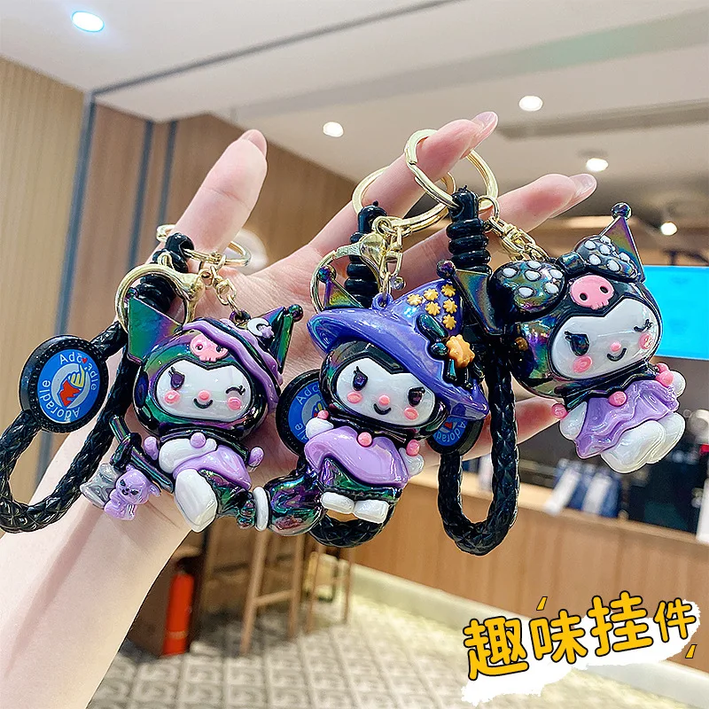 

Брелки для ключей с рисунком «Hello Kitty Friend Kuromi», гальванические каваи, аниме Sanrio Magic Kuromi, кулон, брелок для ключей, детская сумка, очаровательный подарок