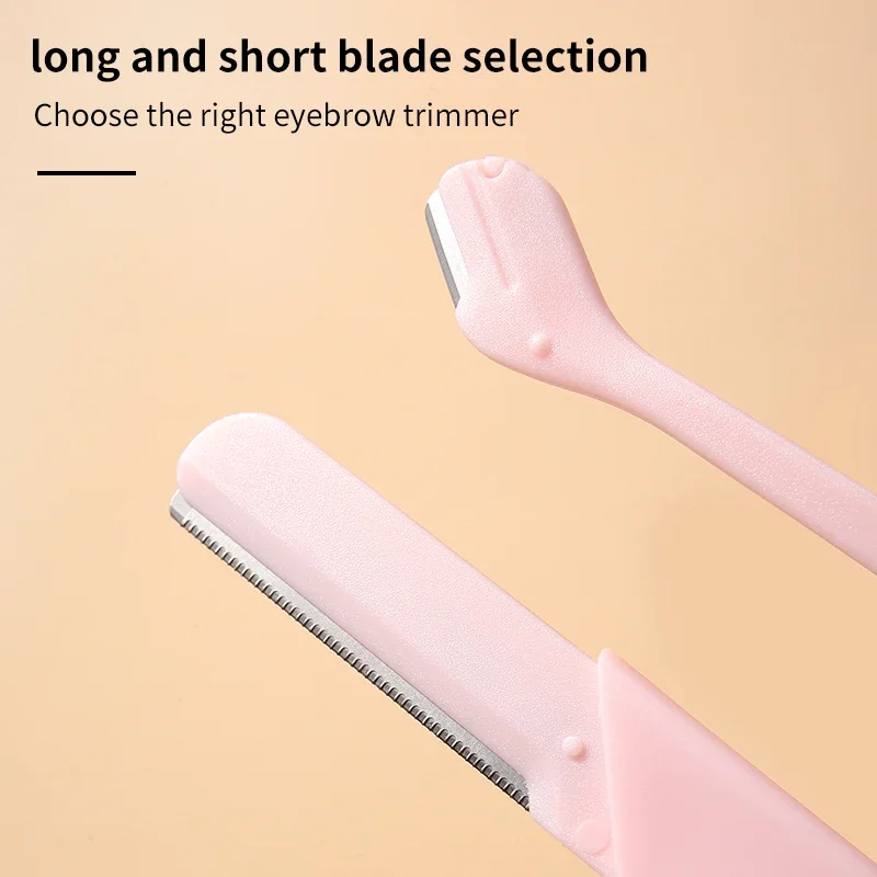 Tondeuse à sourcils, outils de maquillage, bouche large et étroite, grande petite lame, bord coudé droit avec couvercle de protection pour vétéran, 2 pièces/ensemble