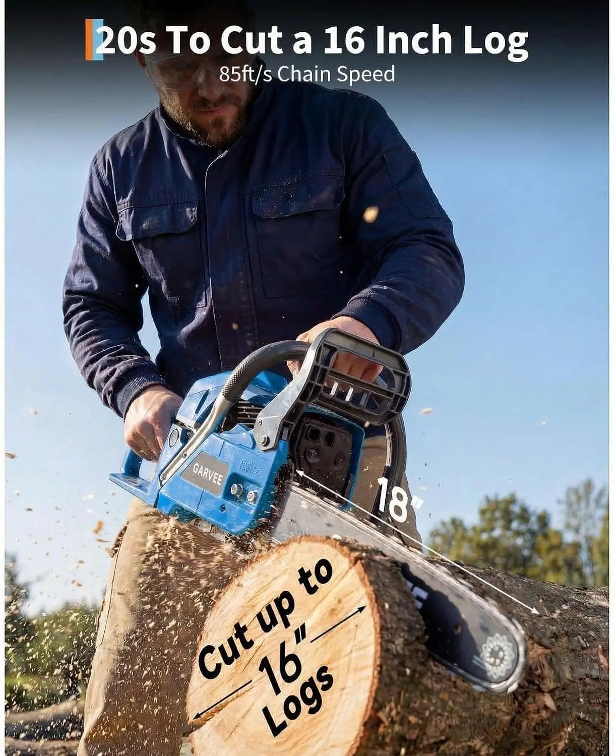 Tacleekii 52cc 58cc Gas Chainsaw 20 Inch Bar Wood Cutter with Auto Oiler Chain Brake Garden Wood Cutting Logging Pruning Saw Power Tool for Makita