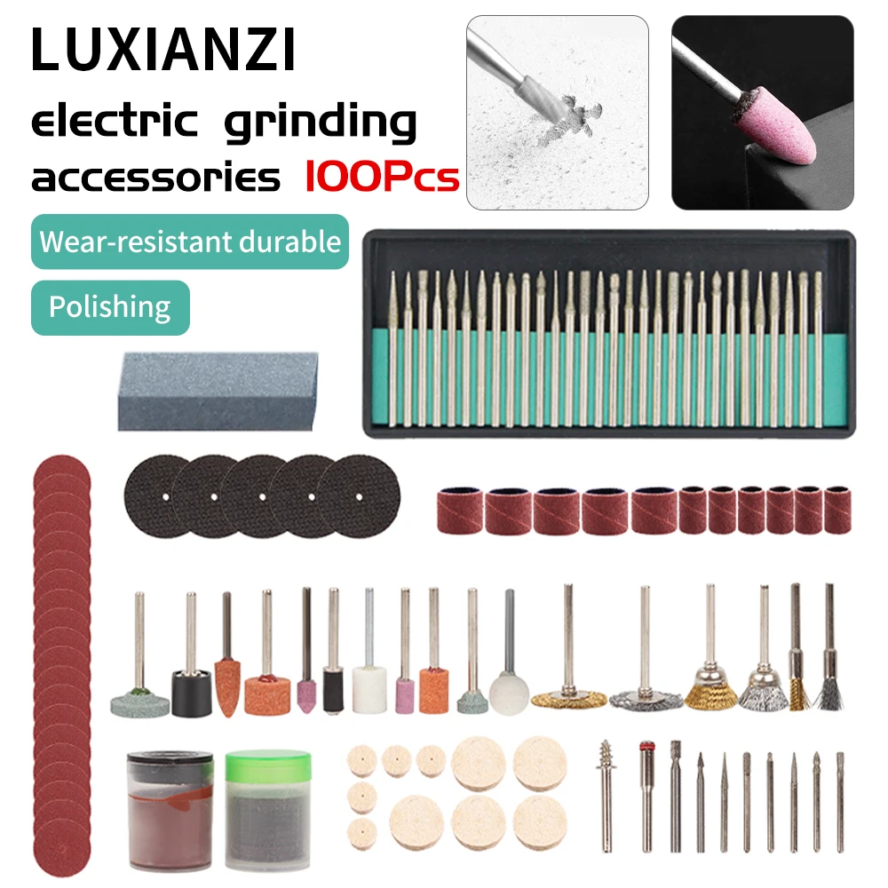 LUXIANZI 100Pcs Cordless Electric Drill Accessories Kit USB Mini Drill Rotary Tool Woodworking Engraving Pen Bit Accessories Set