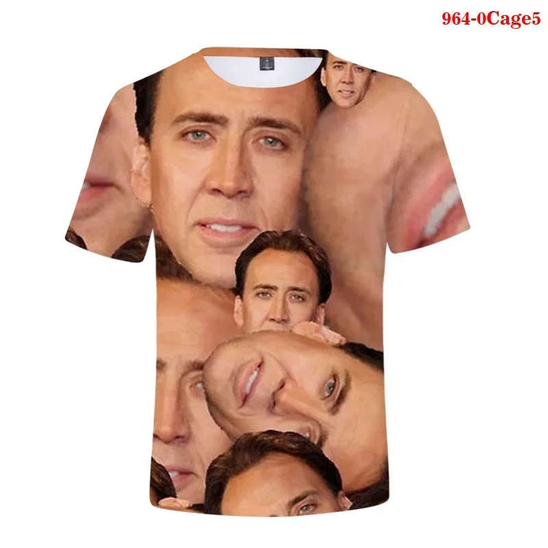 New Pop 3D Actor Nicolas Cage Printing T Shirt Children Fashion Streetwear Tee Shirts Funny Short Sleeves Quick Dry Clothing Top