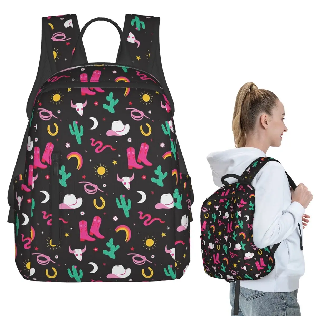 

Adorable Western Cowboy Element Backpack Student BookBag Kids School Bag Computer Shoulder Bags Boys Girls