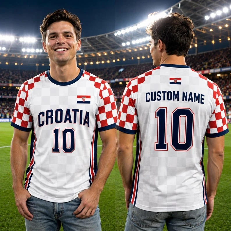 2026 Croatia fan jersey football uniform boys' girls' and adults' quick-drying and breathable sportswear fan birthday gift