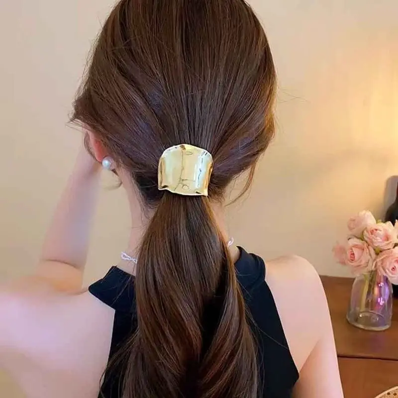 1pcGeometric metal headband, Korean version, letter, rubber band, high-end feel, simple headband, tie hair accessories, headband