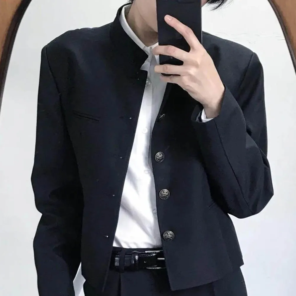 Mens Autumn Jacket Chinese Short Casual Suit Jacket Fashion Stage Performance Temperament All-Match Nightclub Top Men'S Clothing