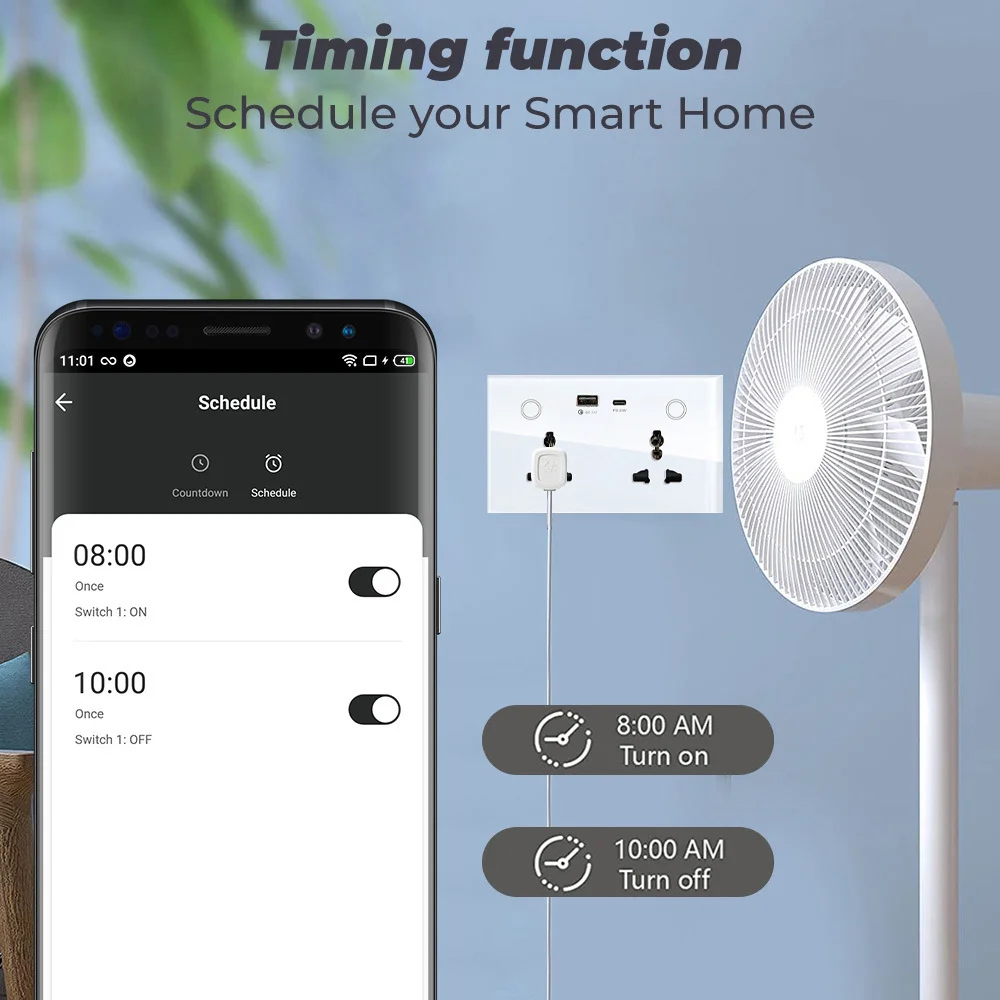 147 Tuya Ewelin Apple HomeKit Matter Zigbee Wifi + Bluetooth Dual Mode Univeral Smart Wall Socket Switch con USB + tipo C Google