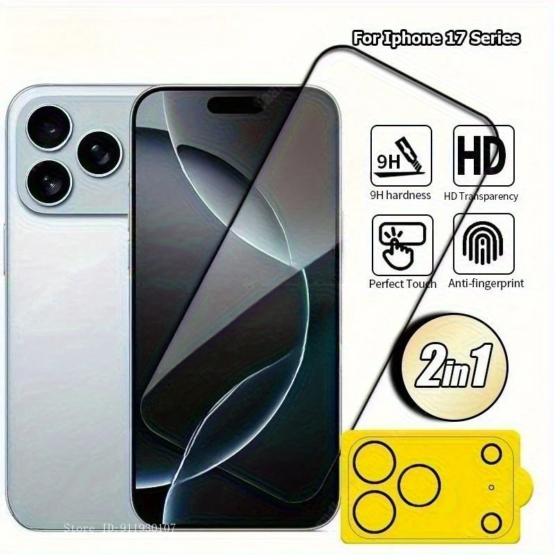 

2-in-1 High Clear Screen Protector +Camera Protector for IPhone 17 Pro Max/Air/16E/16/15/14/13/12/11 Pro Max Series HD Clarity