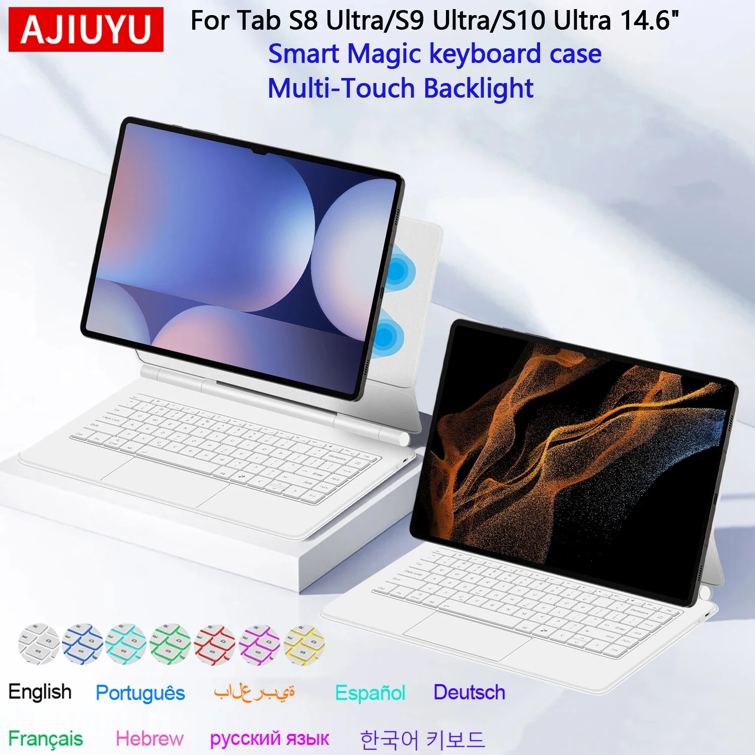 

Волшебная клавиатура для Samsung Galaxy Tab S10 Ultra S9 Ultra S8 Ultra 14,6-дюймовый планшет с мультисенсорной панелью и подсветкой, чехол для клавиатуры