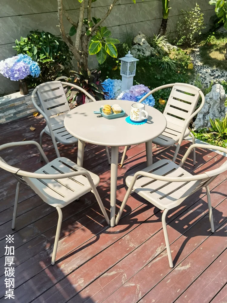 outdoor table and chair, courtyard outdoor net red open-air terrace, balcony, coffee table, wrought iron leisure plastic chair