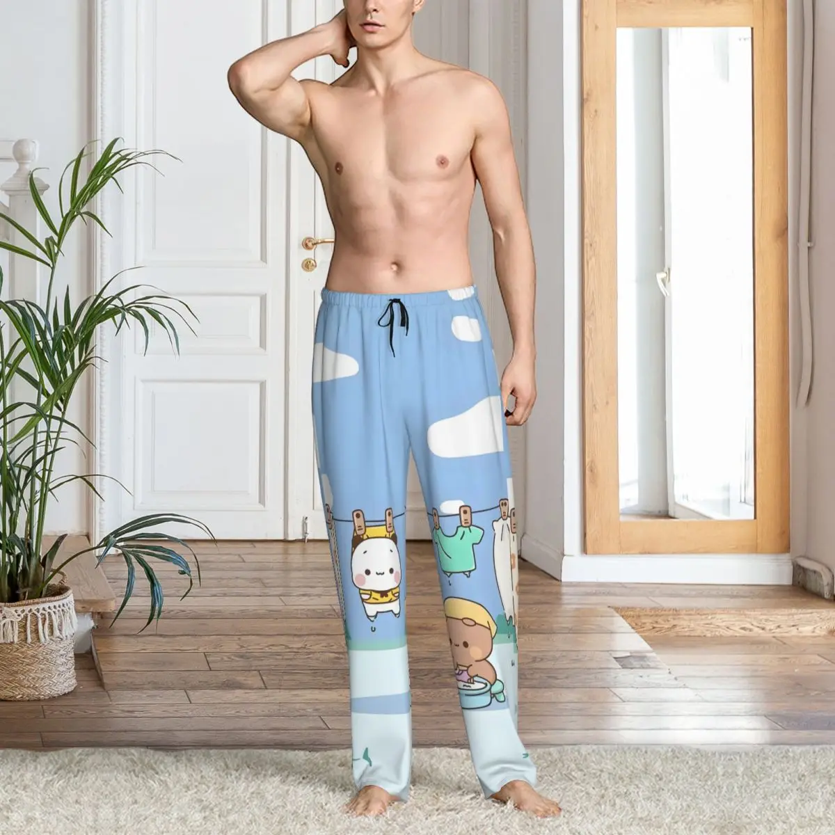 Custom Bubu Dudu Pajama Pants Men's Lovely Lounge Sleep Drawstring Sleepwear Bottoms with Pockets