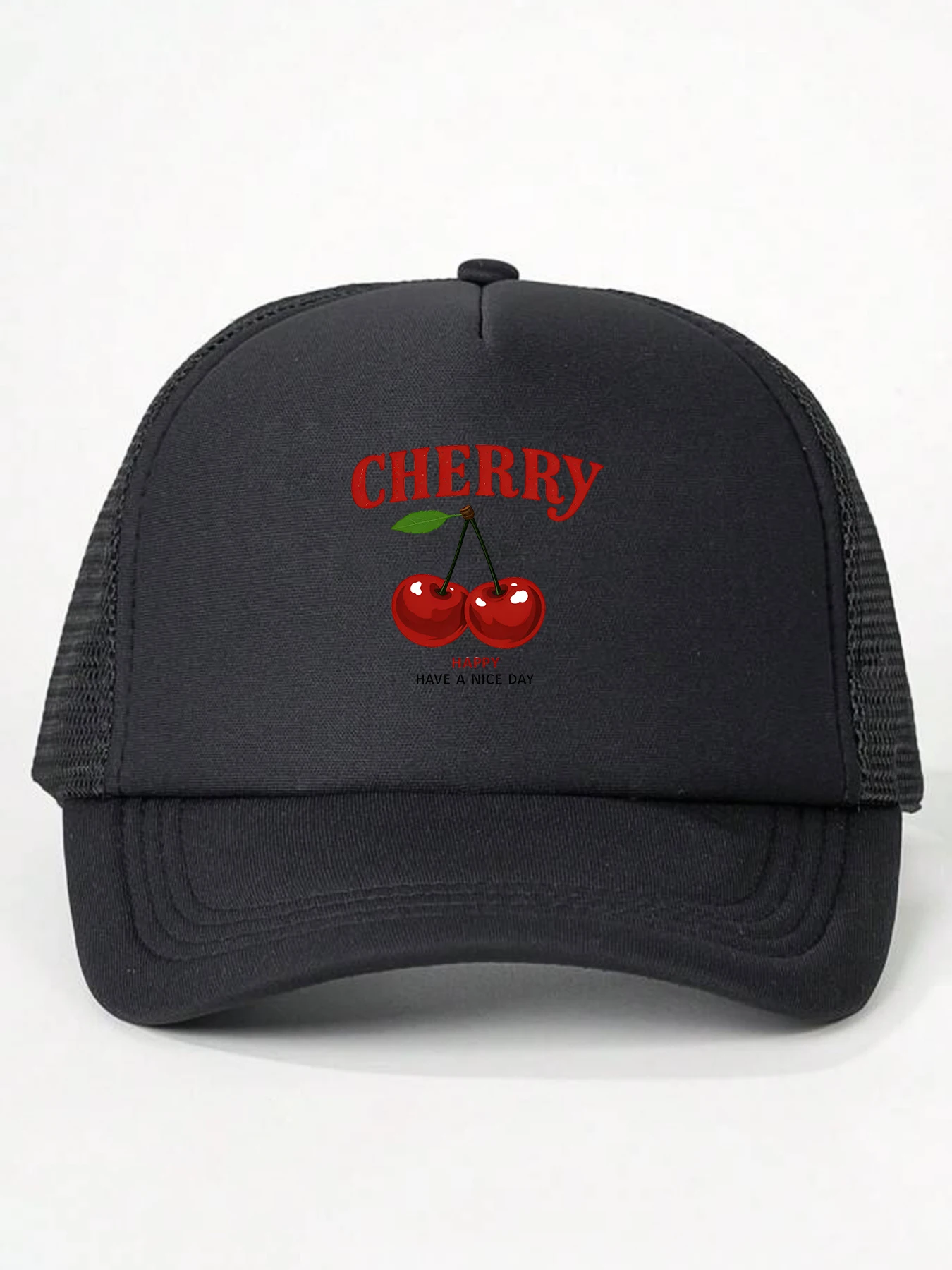 1 piece of "CHERRY" printed cherry adjustable baseball cap, women's and men's couple baseball cap, breathable mesh cap, suitable