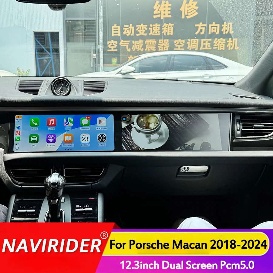 

For Porsche Macan 2018-2024 Pcm 5.0 12.3inch Dual Screen Radio Android Auto Car GPS Multimedia Video Player Head Unit Carplay