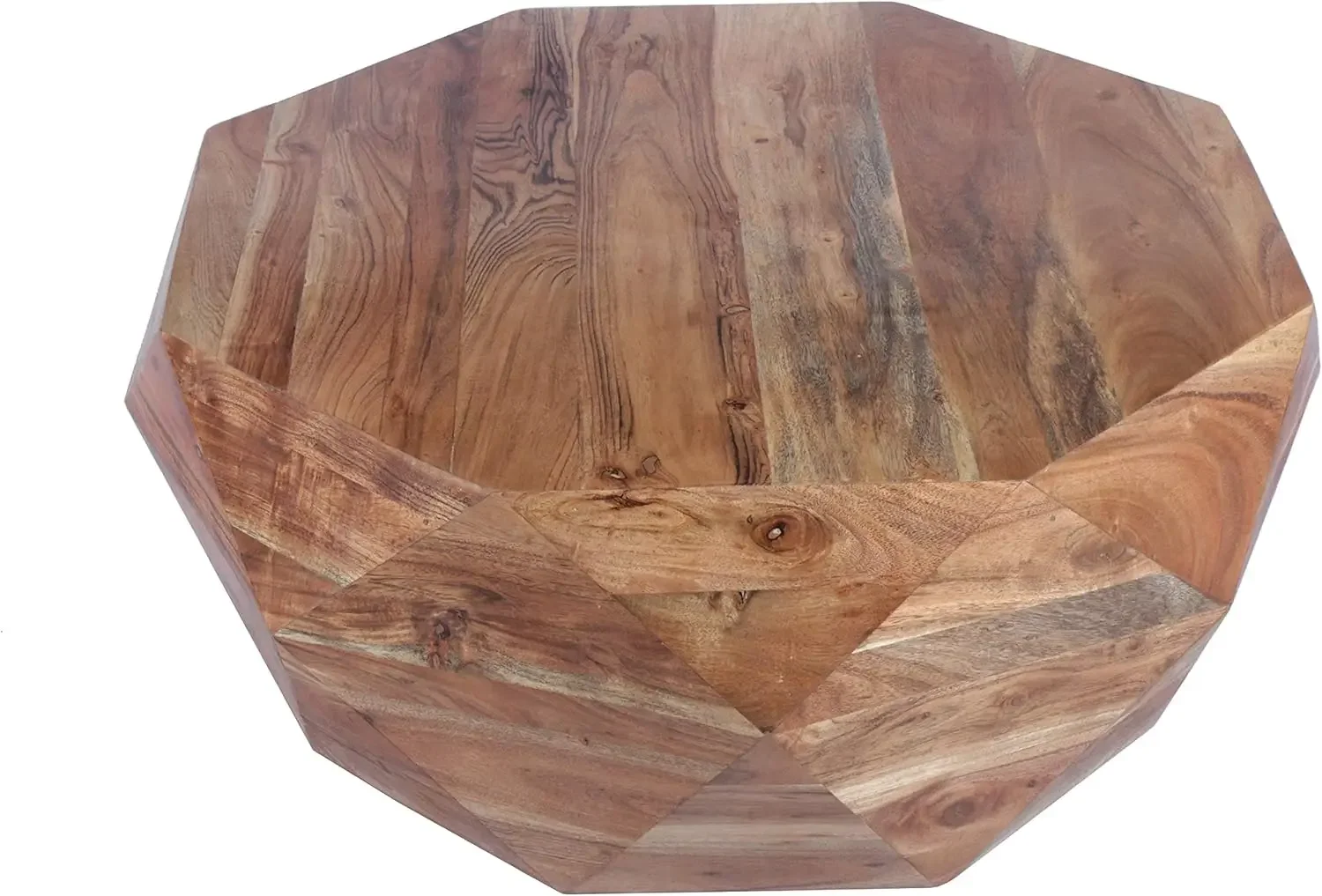 Diamond Shape Acacia Wood Coffee Table with Smooth Top, Natural Brown