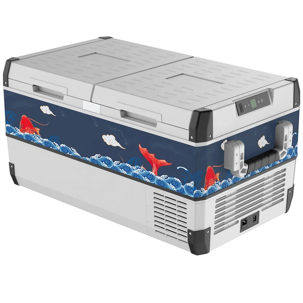 Frozen 75L/95L Car Fridge Two Directions Dual Zone Fridge Eco Mode Refrigerator AC/DC for Car Double Doors Car Freezer Fridge