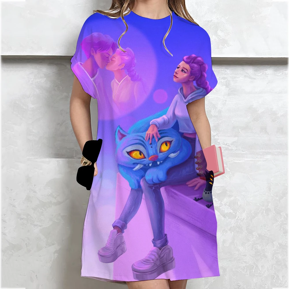 فساتين Kpop Demon Hunters Huntrix الأنيقة للنساء فستان نسائي قمة الموضة طباعة كاجوال فضفاض كبير الحجم #6