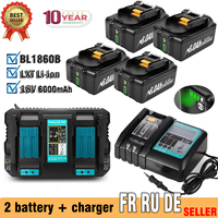 2 PCS battery + charger For Makita 18V 18 Volt Max 6.0AH Lithium Ion BL1860 BL1850 BL1830