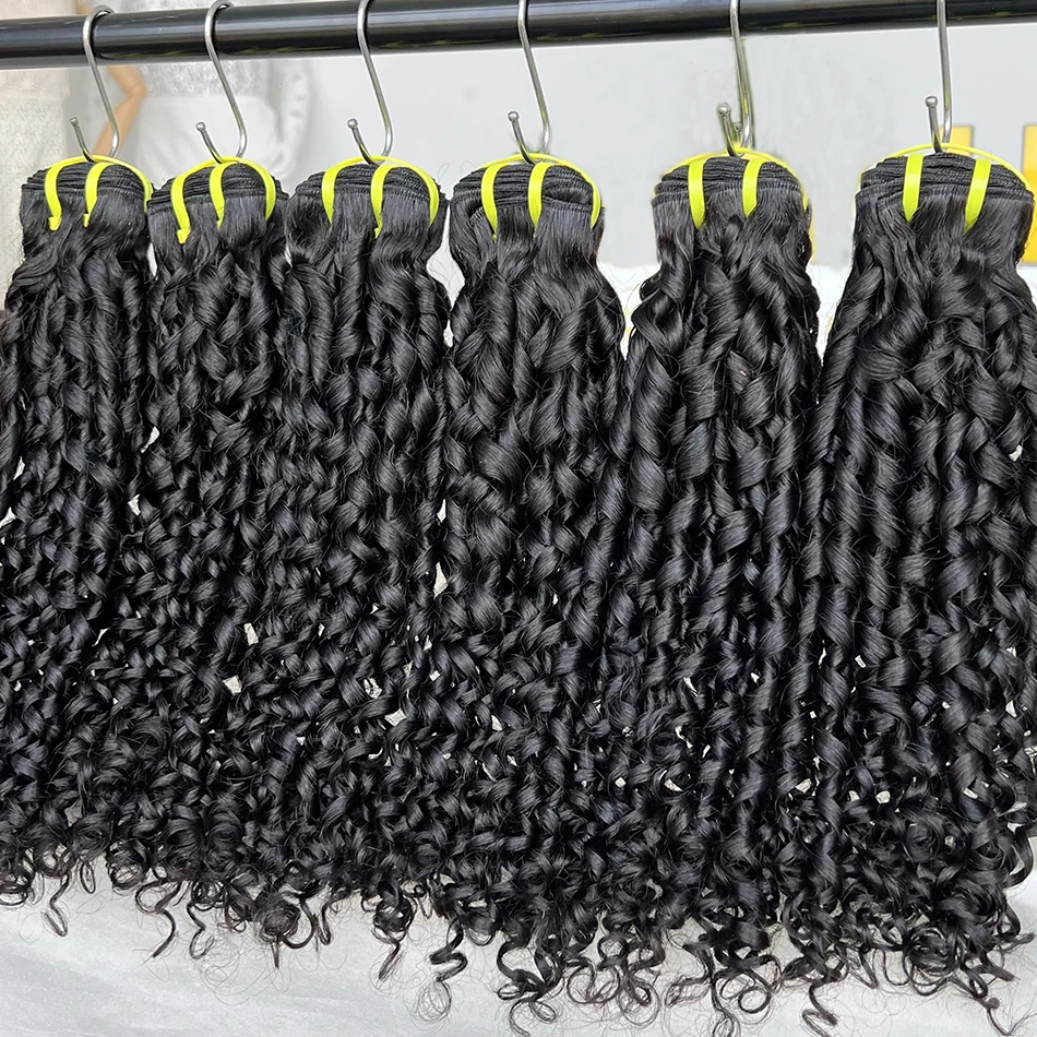 Yiwigs 10A Grade Pixie Curly 100% Thick Sew In Human Hair Bundles 10-30 inches Black 3 Bundle Deals Raw Hair Weave Extensions