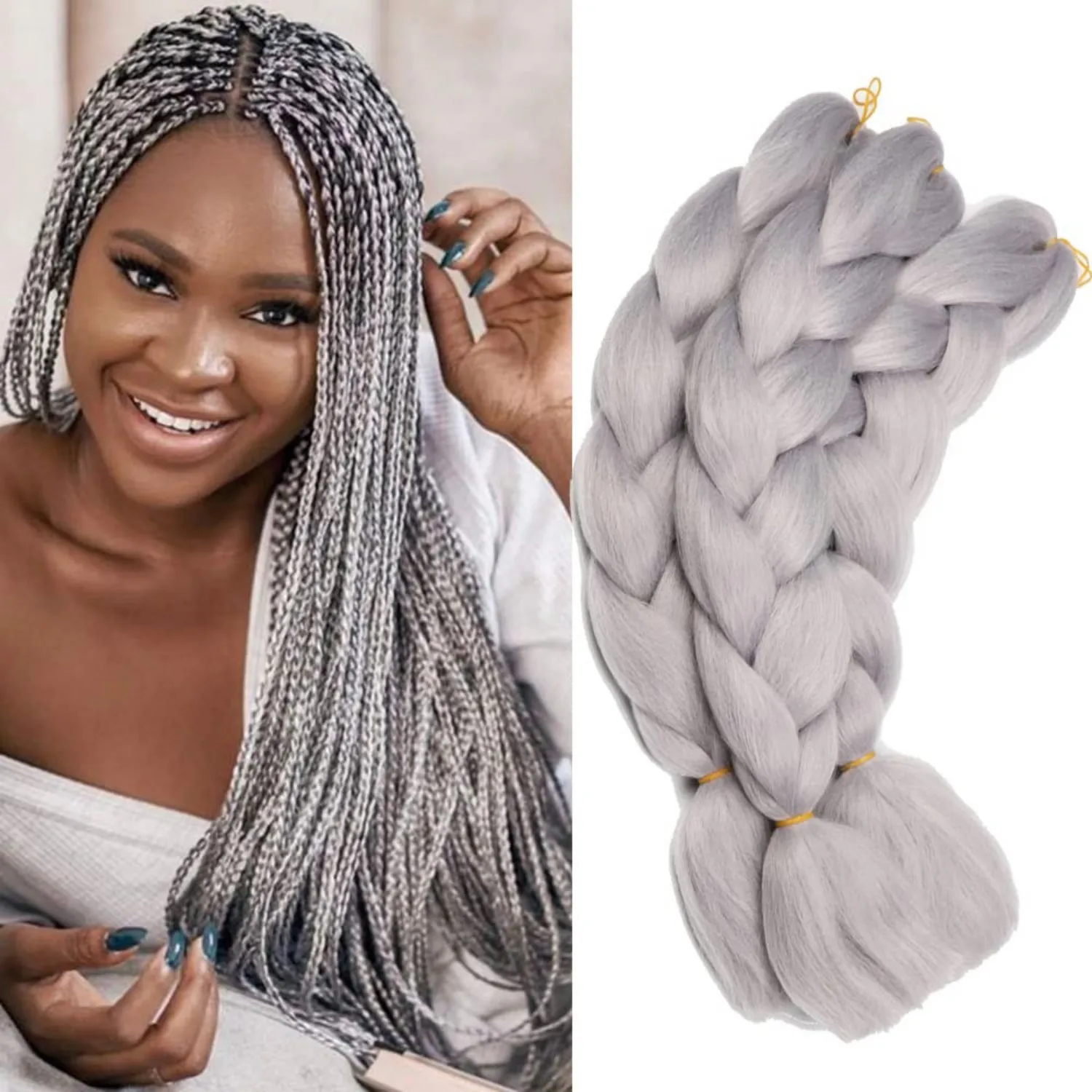 

Jumbo Braiding Hair Extensions 24 Inches High Temperature Synthetic Fiber Box Braids Braiding Twist Crochet Braids Pre Stretched