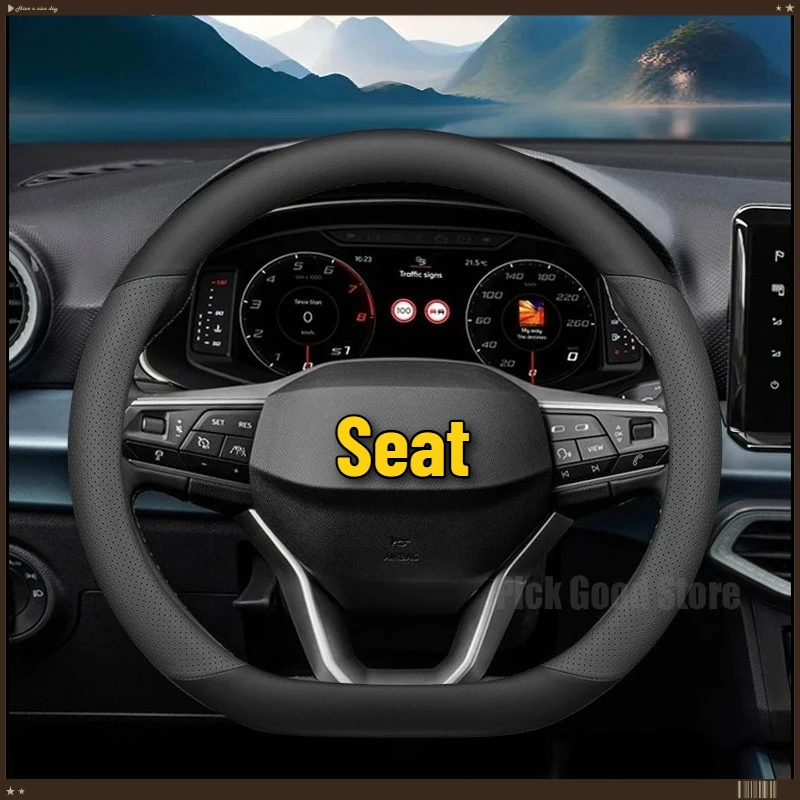 Car Steering Wheel Cover For SEAT Toledo Leon Arosa ST Arona Ibiza Ateca Tarraco Exeo FR Anti-Slip Leather Interior Accessories