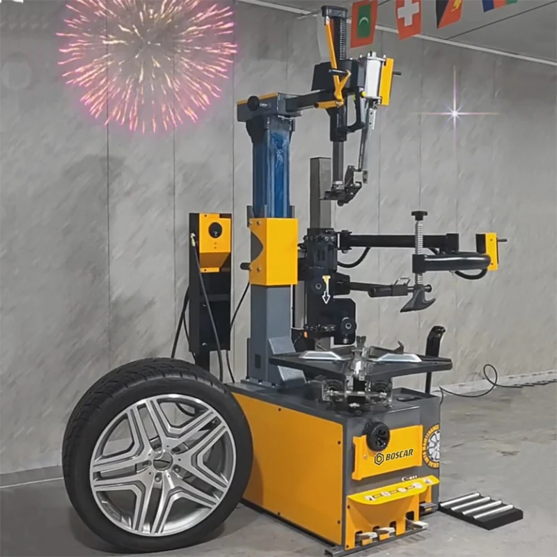 

Automatic Car Tire Changer Machine - High Efficiency Swing Arm Tire Removal Equipment With Lifting Column & Auto Tire Picker