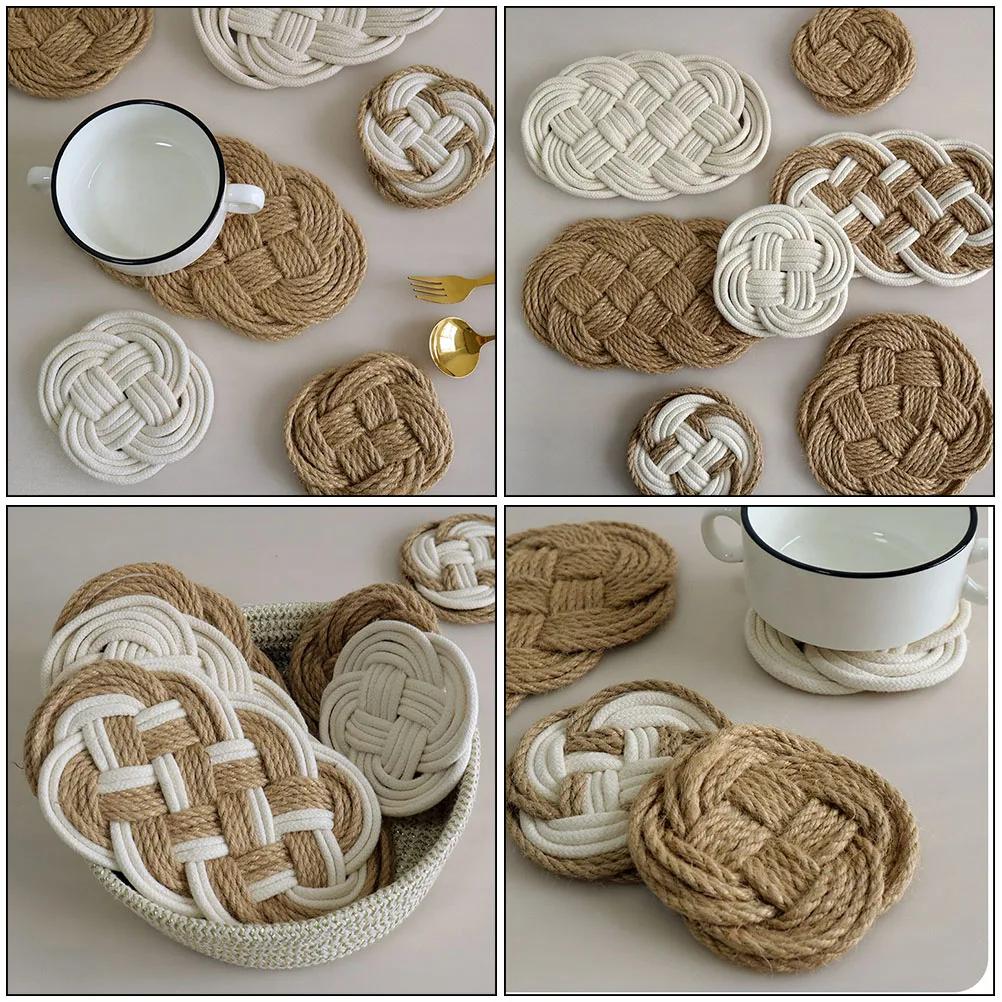 Posavasos tejidos bohemios, almohadillas de vajilla resistentes al calor para el hogar, restaurante, Hotel, mantel decorativo, posavasos para el hogar, 3 uds.