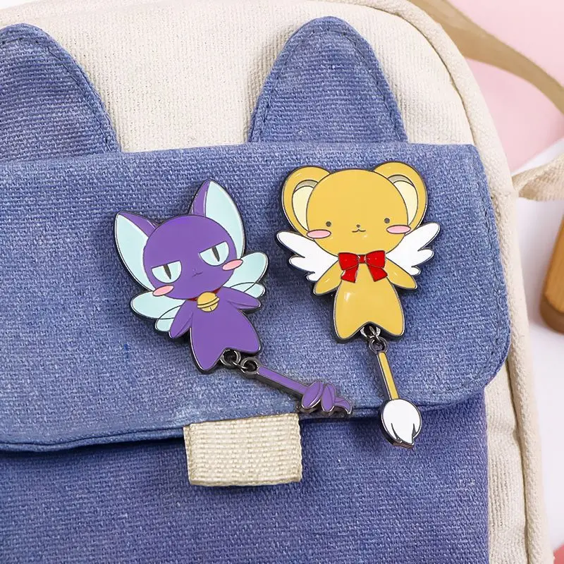 Cute Winged Cartoon Creature Enamel Pin Dangle Pendant Alloy Brooch Kawaii Lapel Badge Decor for Backpack Coat Hat Anime