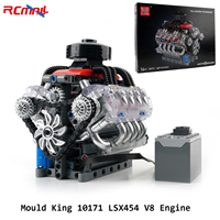 Mould King 10171 LSX454 V8 Engine Motorized Simulation Model Electrically Drive Building Blocks 8-Cylinder Car Engine Parts Toys