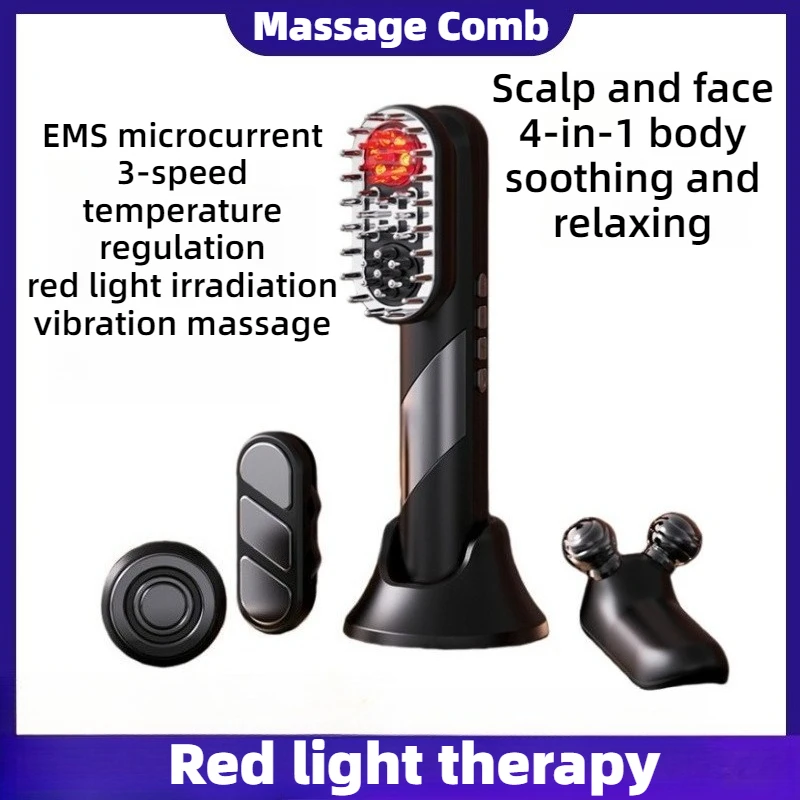 

Red Light Hair Massager Brush Ems Multifunctional High Frequency Facial Massage Brush Professional Vibration Massage Device
