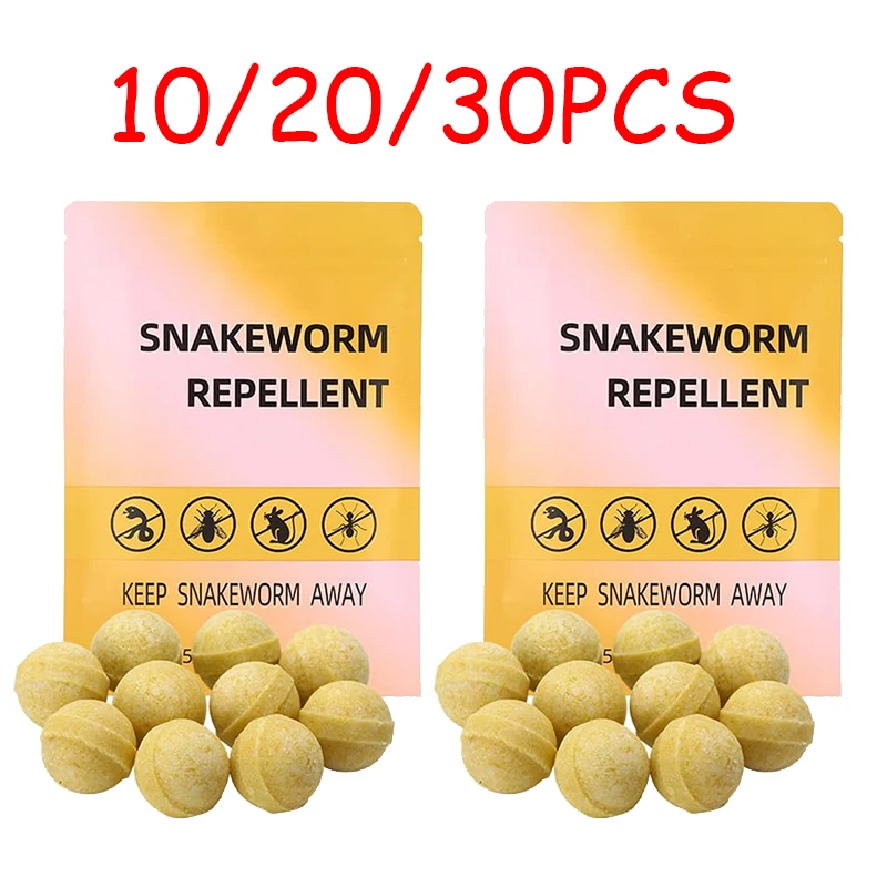 10/20/30 Uds pastillas de serpiente fuerte moho salud Bola de Control de plagas polilla insecto alcanfor repelente de insectos jardín gránulos de serpiente Natural