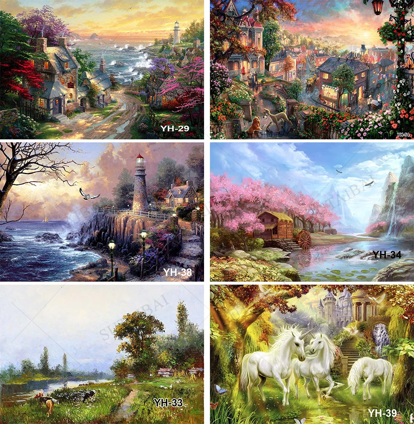 Pintura por Artes casa maestra paisaje óleo imagen telón de fondo de fotografía pintada a mano tema moderno decoración del hogar Banner Prop