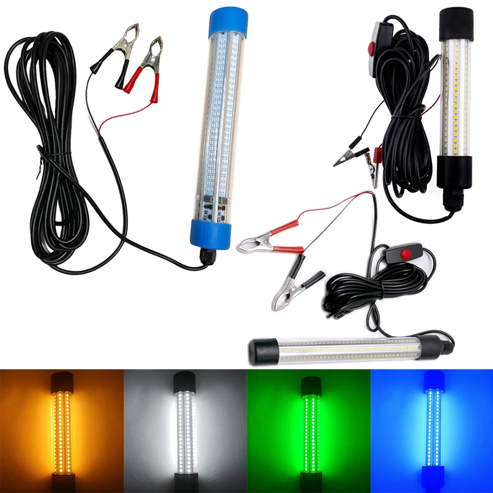 20W 30W 50W IP68 LED Fishing Tool With 5M Cord Lures Multicolor 12V Lamp Underwater Depth Finder Deep Drop Light Items Outdoor