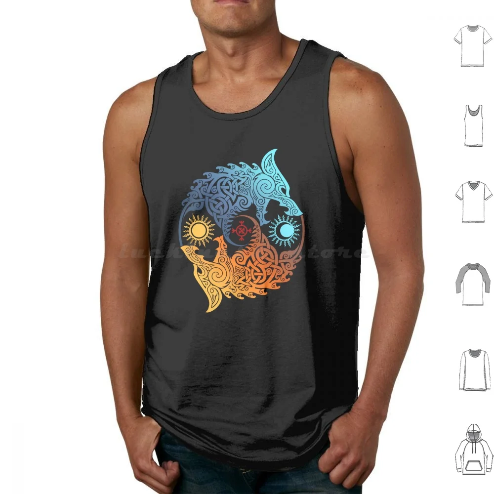 Skoll And Hati Tank Tops Vest Sleeveless Wolf God Nordic Norse Mythology Skoll Hati Odin Ornament Ragnarok Scandinavian