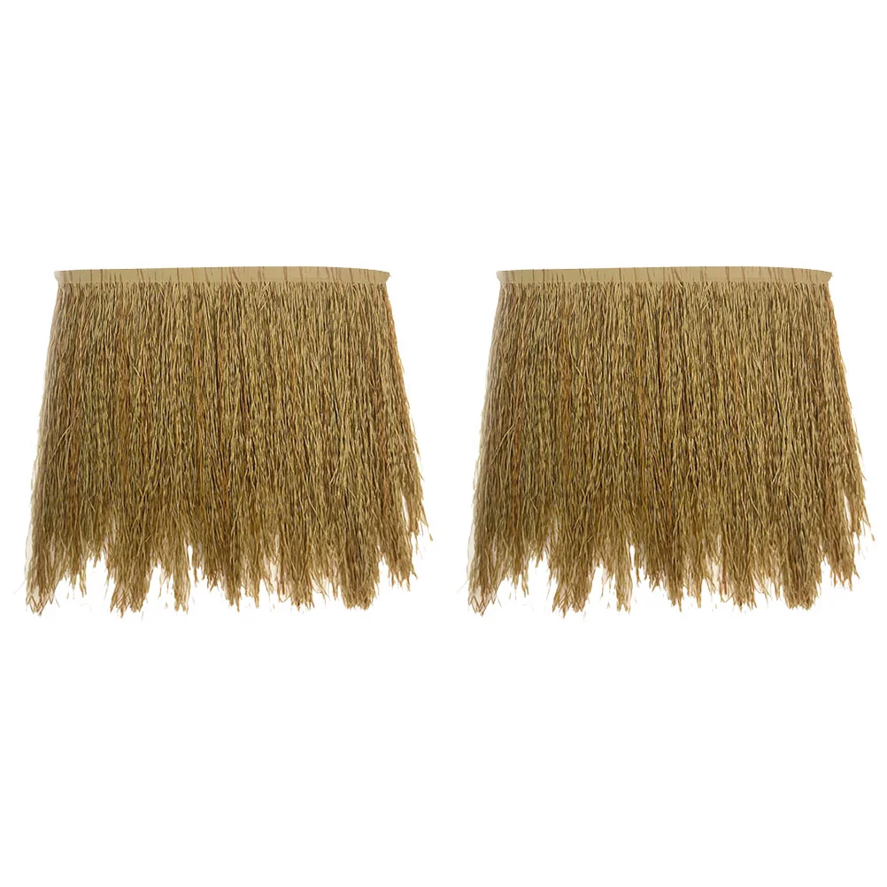 2 Pcs Artificial Apparel Thatch Roofing Pe Decorative Synthetic Hay Garden Hut Grass