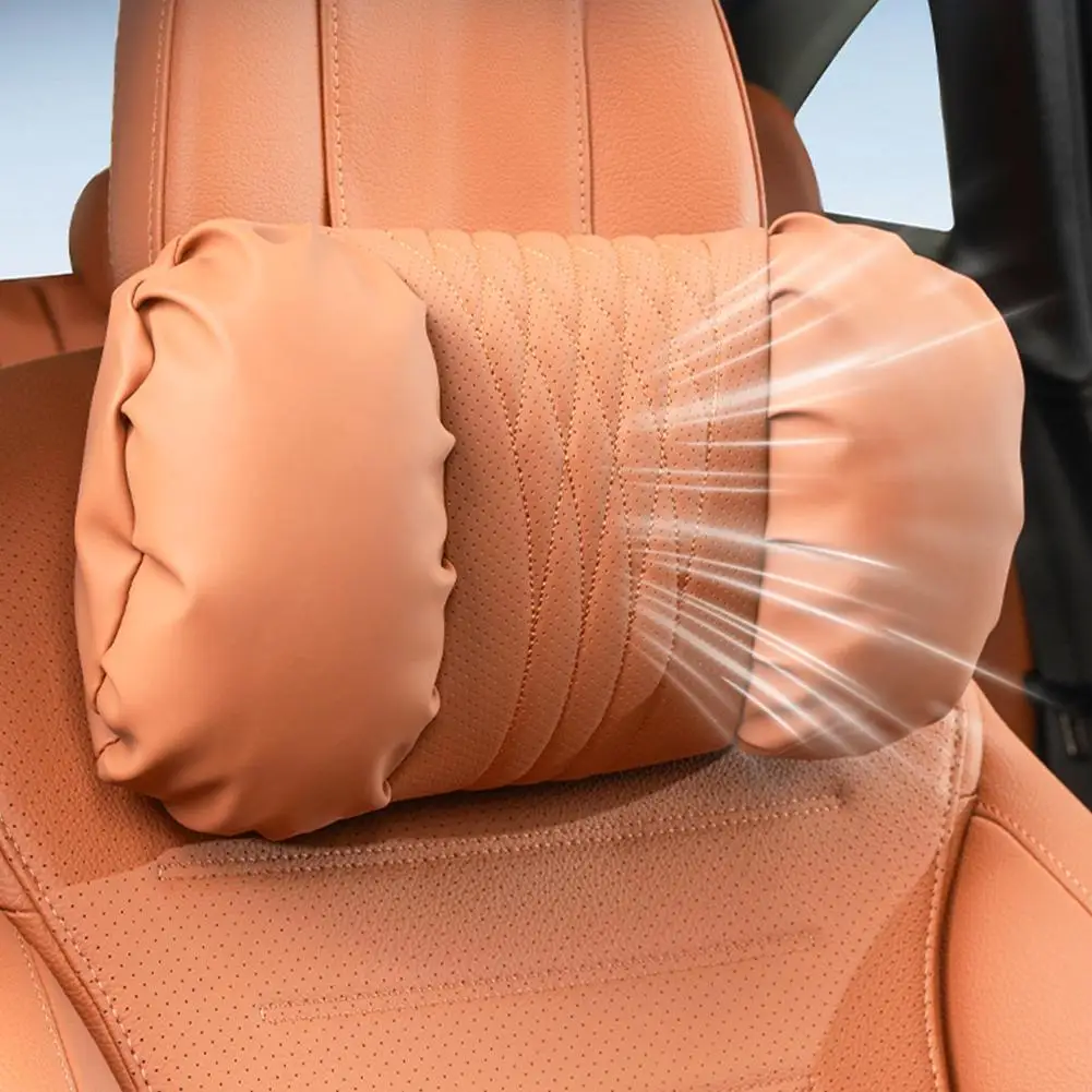 Car Headrest Lumbar Support Comfortable Breathable Pillows Car Seat Waist Cushion Luxury Nappa Leather Car Interior  Accessories - Image 4