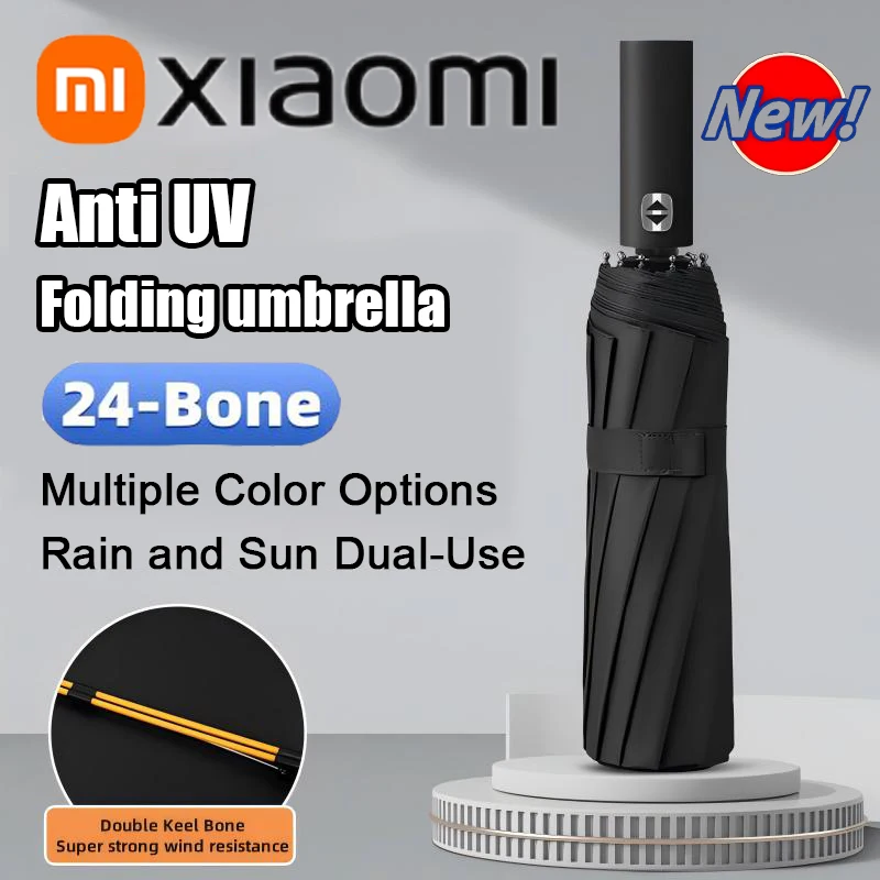 Ombrello pieghevole automatico Xiaomi 24 Bone Ombrello pieghevole di grandi dimensioni per esterni Ombrello completamente automatico antivento UV