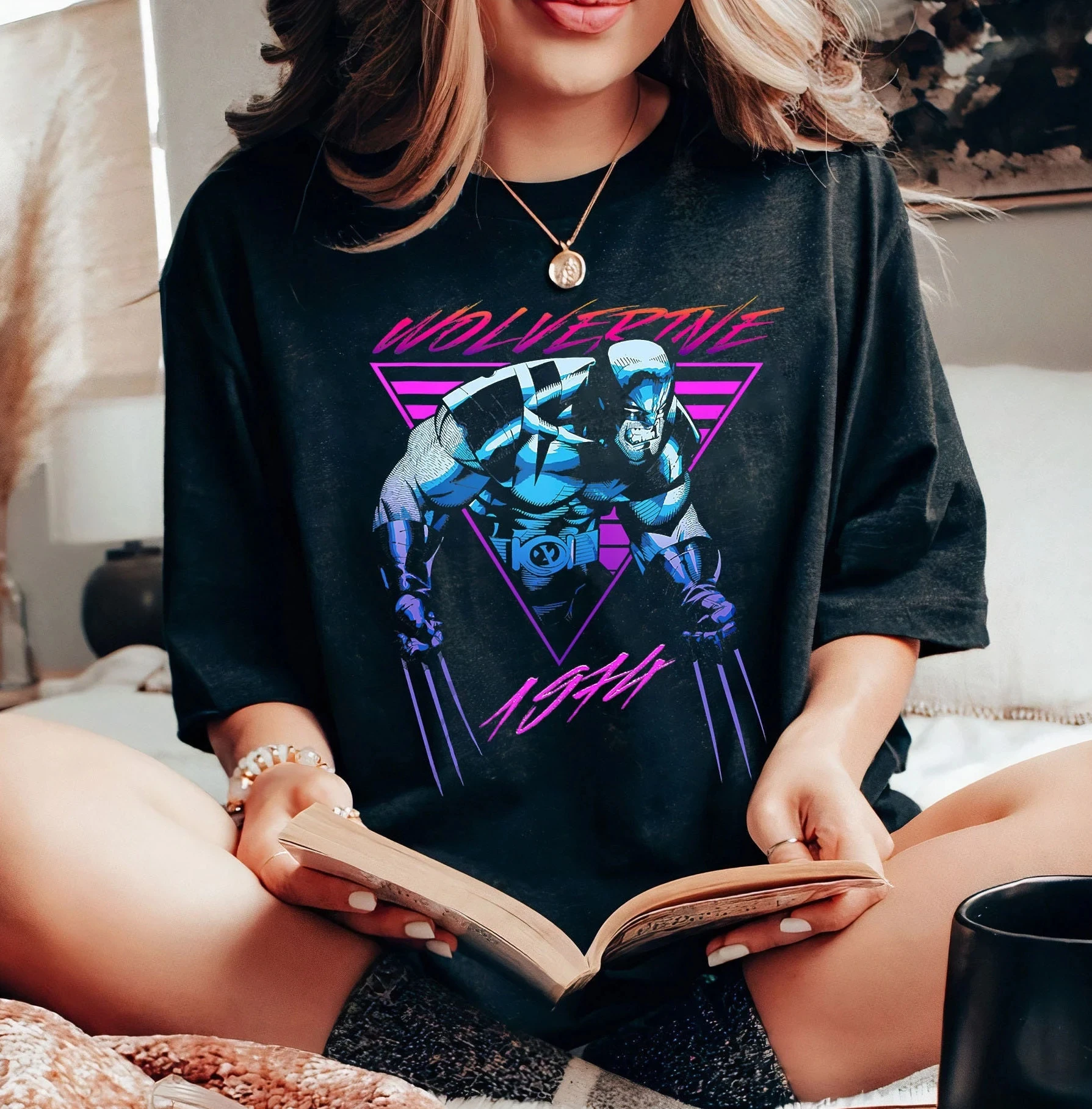 Marvel x-men Wolverine Neon Retro Vintage camiseta cómica Marvel superhéroe 80s 90s camisa Marvel Series camisa Unisex adulto camiseta