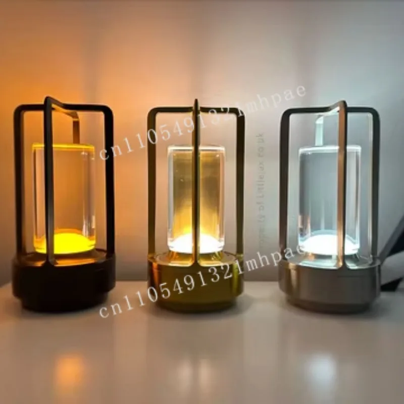 

Modern Touch Night Light Luxury Outdoor Restaurant Portable Lantern Battery Rechargeable Cordless Light Emitting Diode Desk Lamp