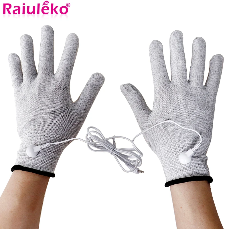 Guantes de fibra de plata con electrodos, calcetines EMS, Estimulador muscular, masaje corporal, protectores de muñeca, accesorios de Cable de terapia conductora Tens